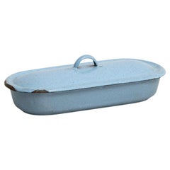 Vintage French Blue Lacquered Metal Tray with Lid – Circa 1940