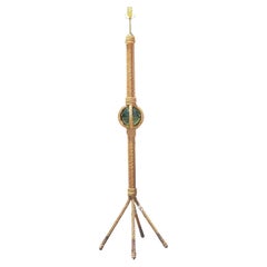 Vintage French Boho Rope and Glass Sphere Floor Lamp After Minet