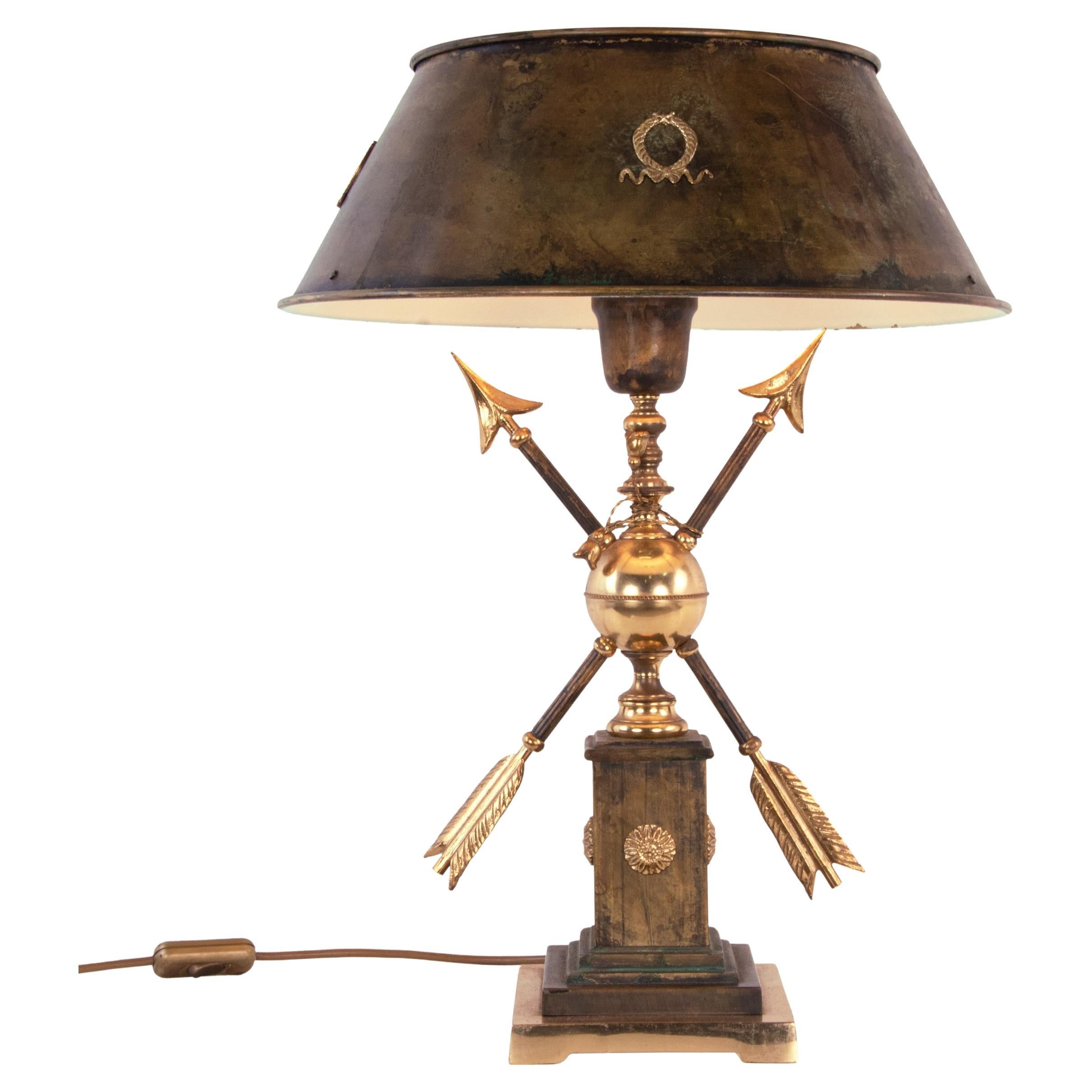 Vintage French Bronze Empire Style Bouillotte Table Lamp
