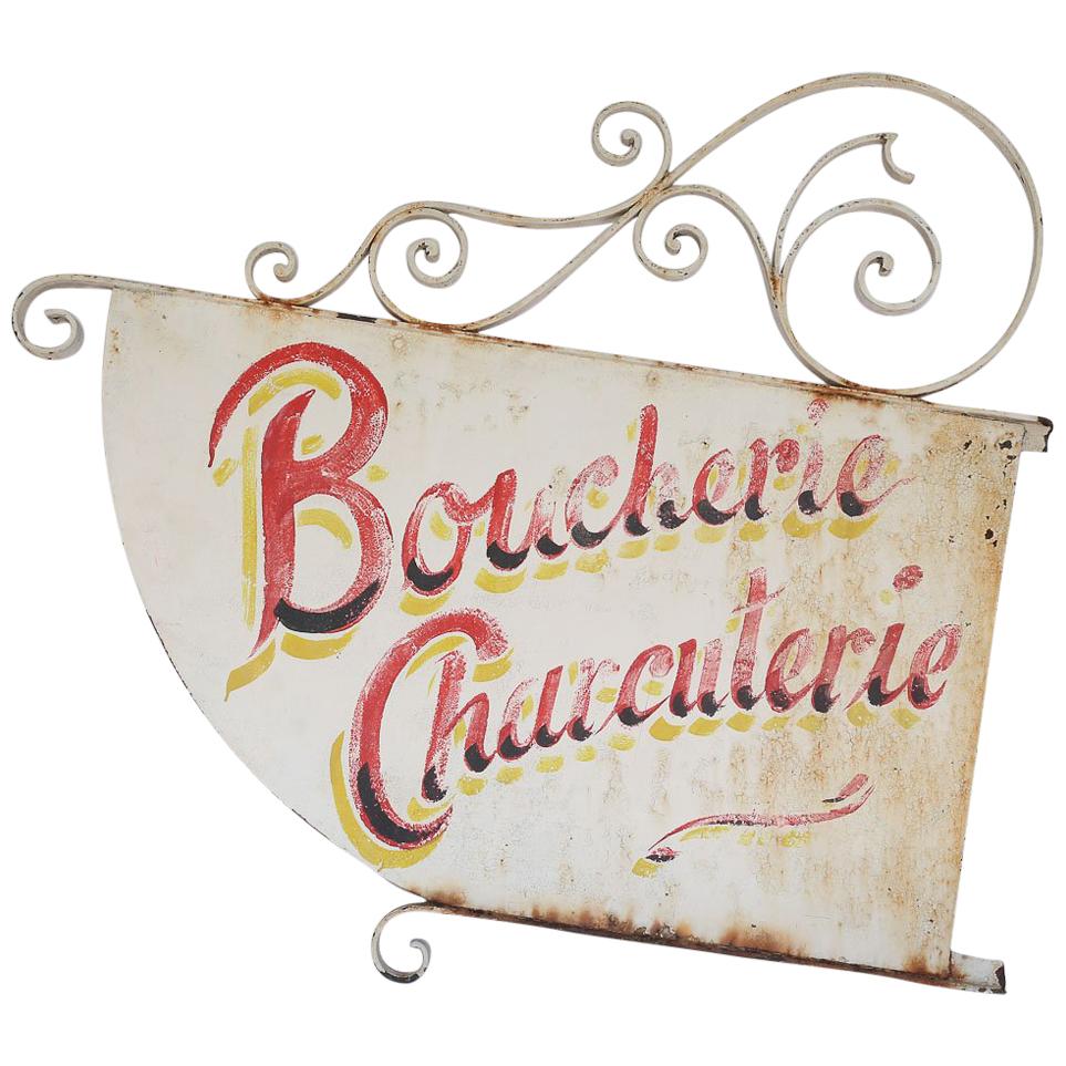 Vintage French Boucherie Charcuterie Shop Sign