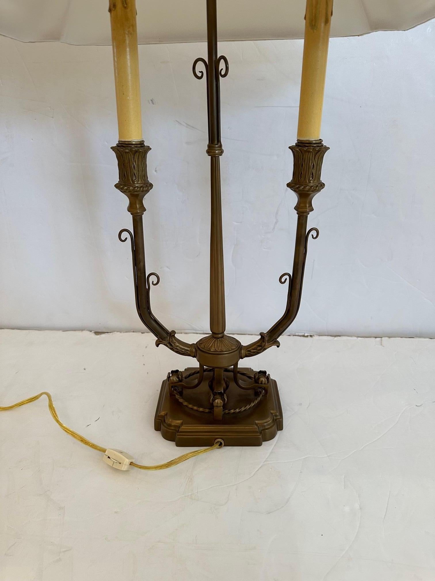 Vintage French Bouilette Lamp with Custom Shade For Sale 2