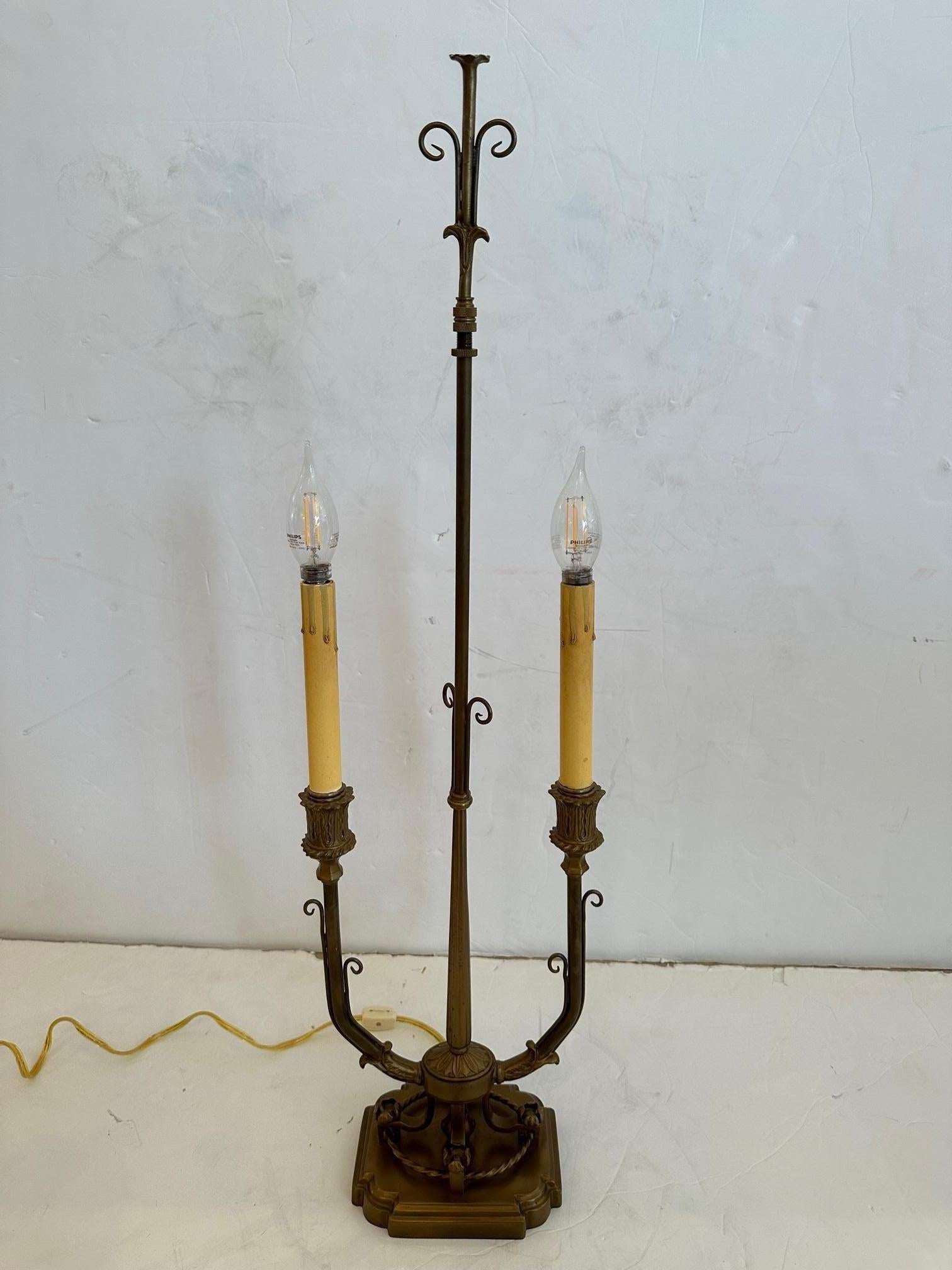 Vintage French Bouilette Lamp with Custom Shade For Sale 4