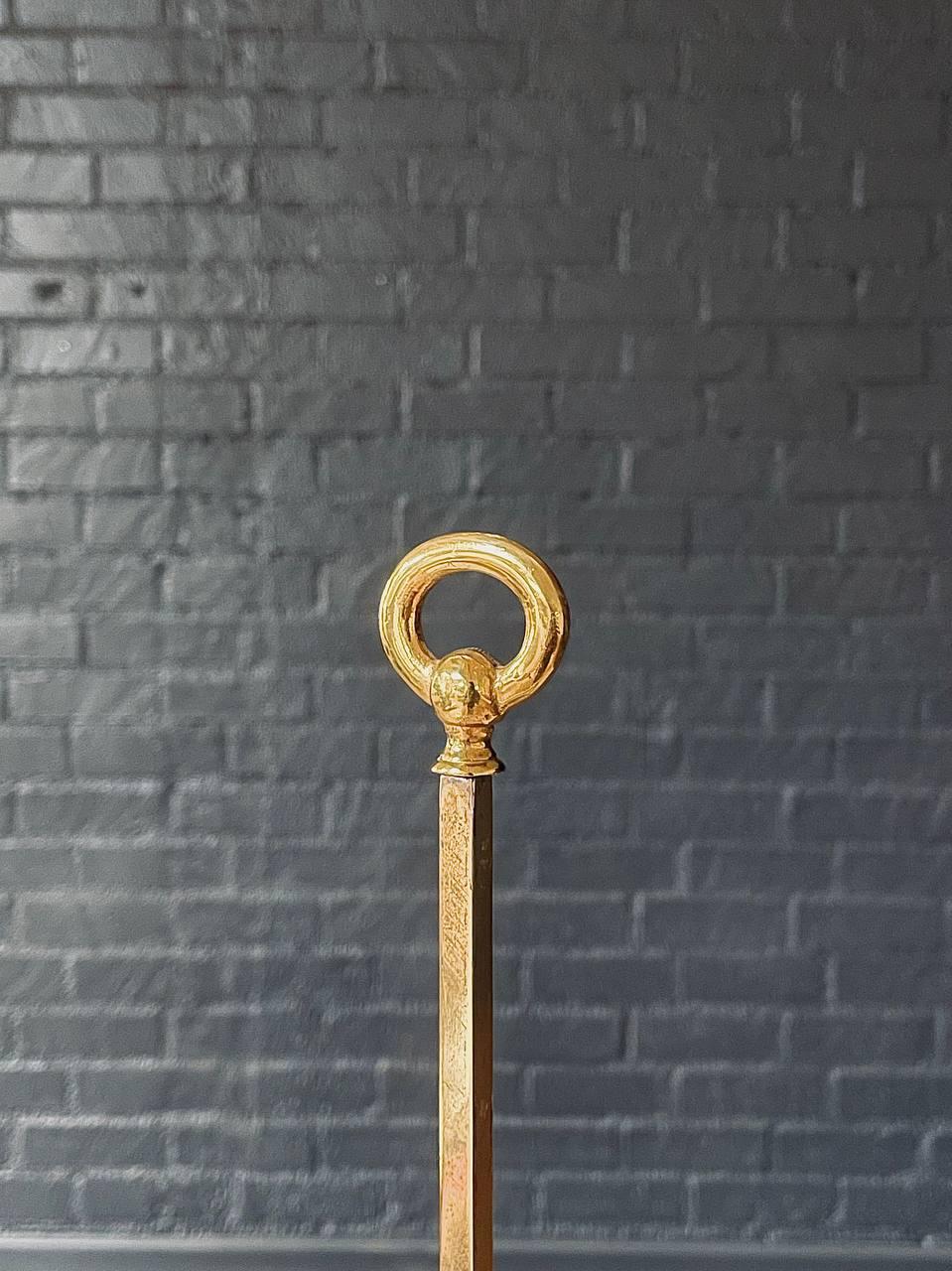 American Vintage French Bouillette Brass Table Lamp with Tole Shade For Sale