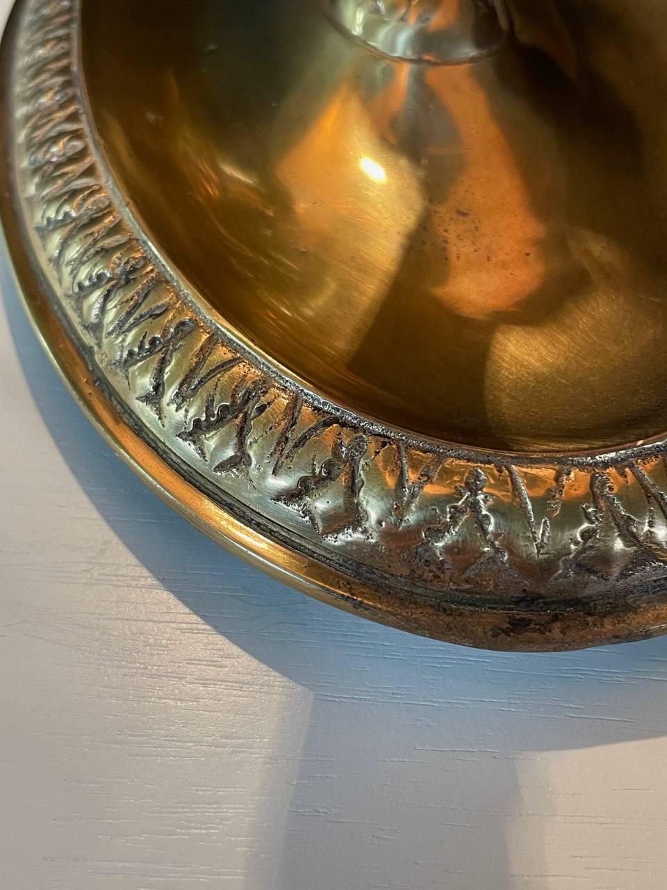 Vintage French Bouillette Double Brass Table Lamp with Tole Shade 4