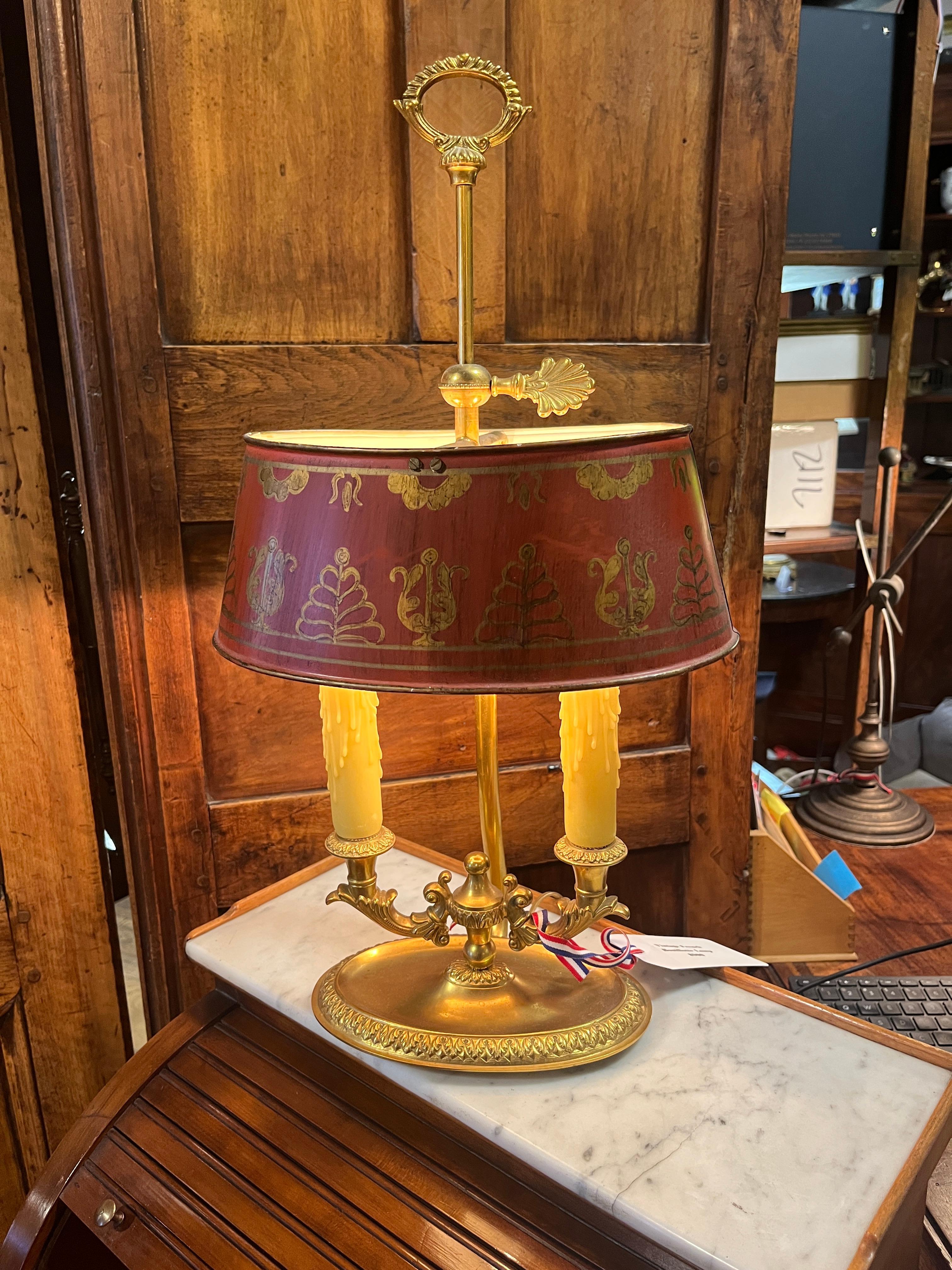 Vintage French Bouillotte Lamp. Beautiful piece purchased in France. Age appropriate wear, see detailed photos or message us with questions. 