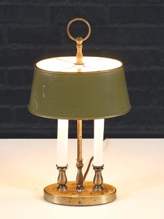 Vintage French Bouillotte Style Brass & Painted Tole Table Lamp