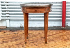 Vintage French Bouillotte Table with Inset Marble Top