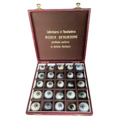 Vintage French Box of 25 Prosthetic Eyes by Roger Beauraing Circa 1930s