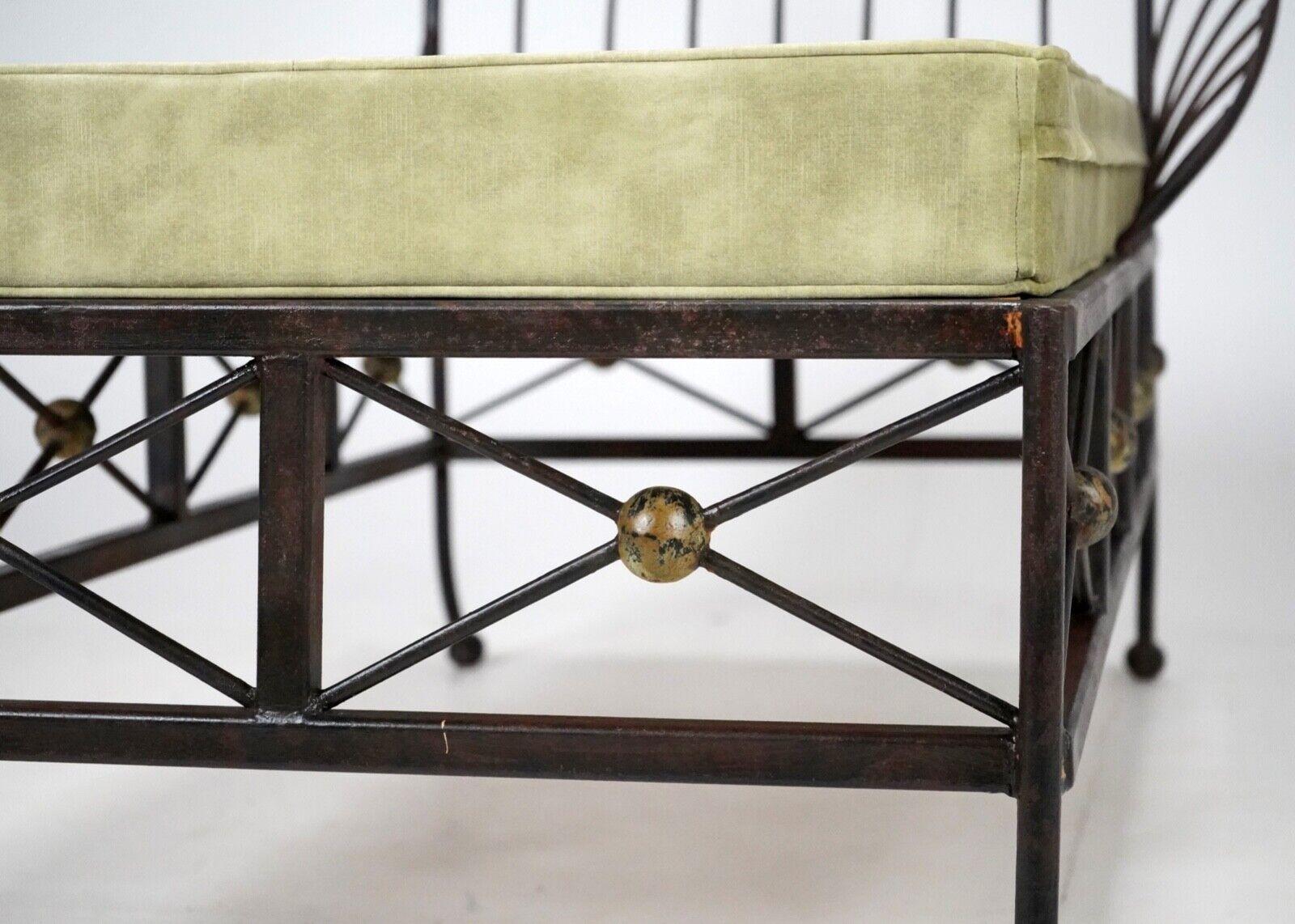 Vintage Französisch Box Stahl Metall Day Bed, Sun Lounger, Chaise Lounge Green Seat (20. Jahrhundert)