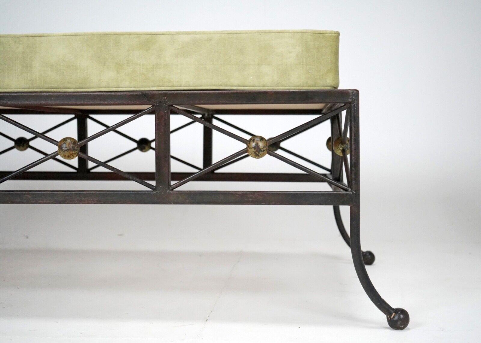 Vintage French Box Steel Metal Day Bed, Sun Lounger, Chaise Lounge Green Seat 1