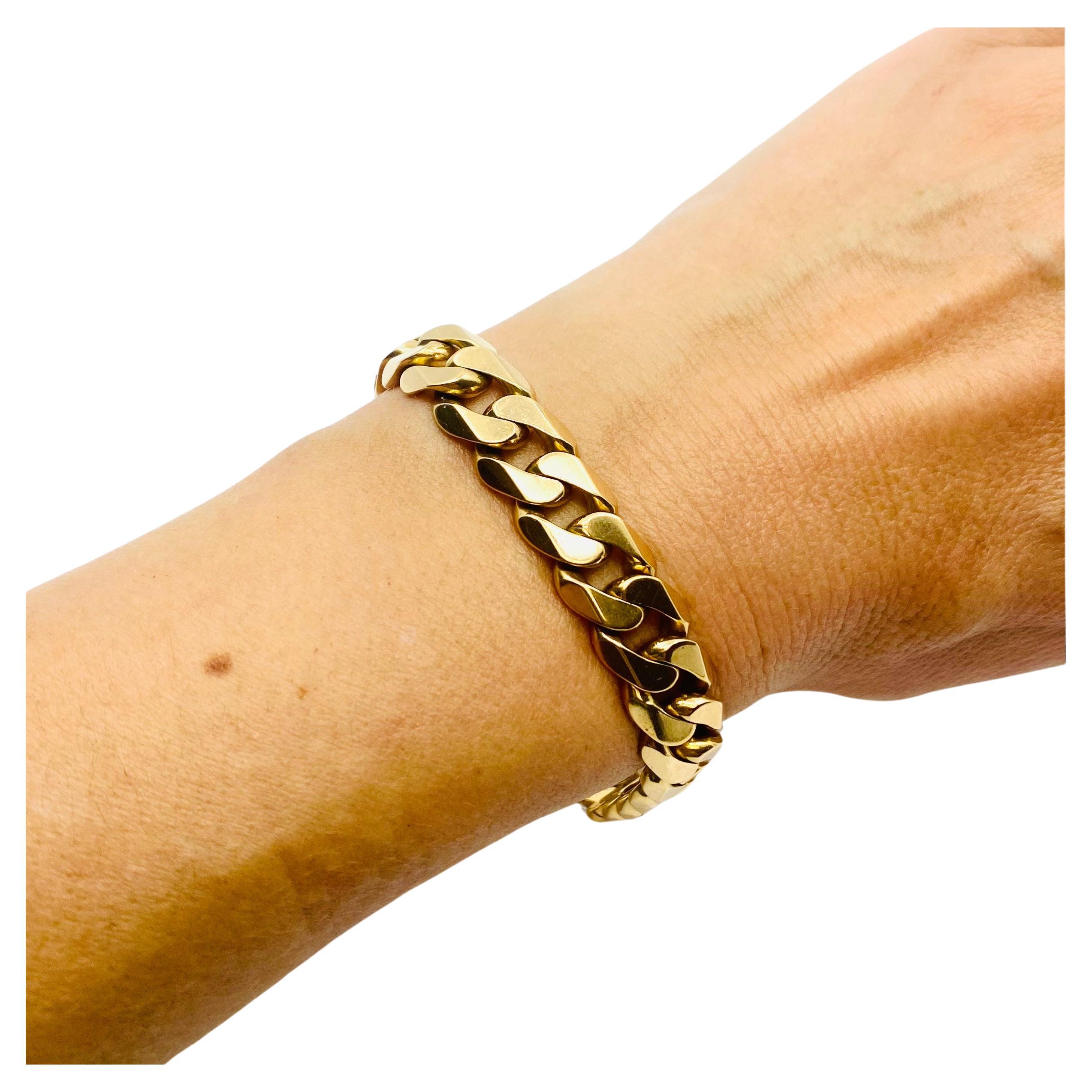 Vintage French Bracelet 18k Rose Gold Curb Link In Good Condition For Sale In Beverly Hills, CA