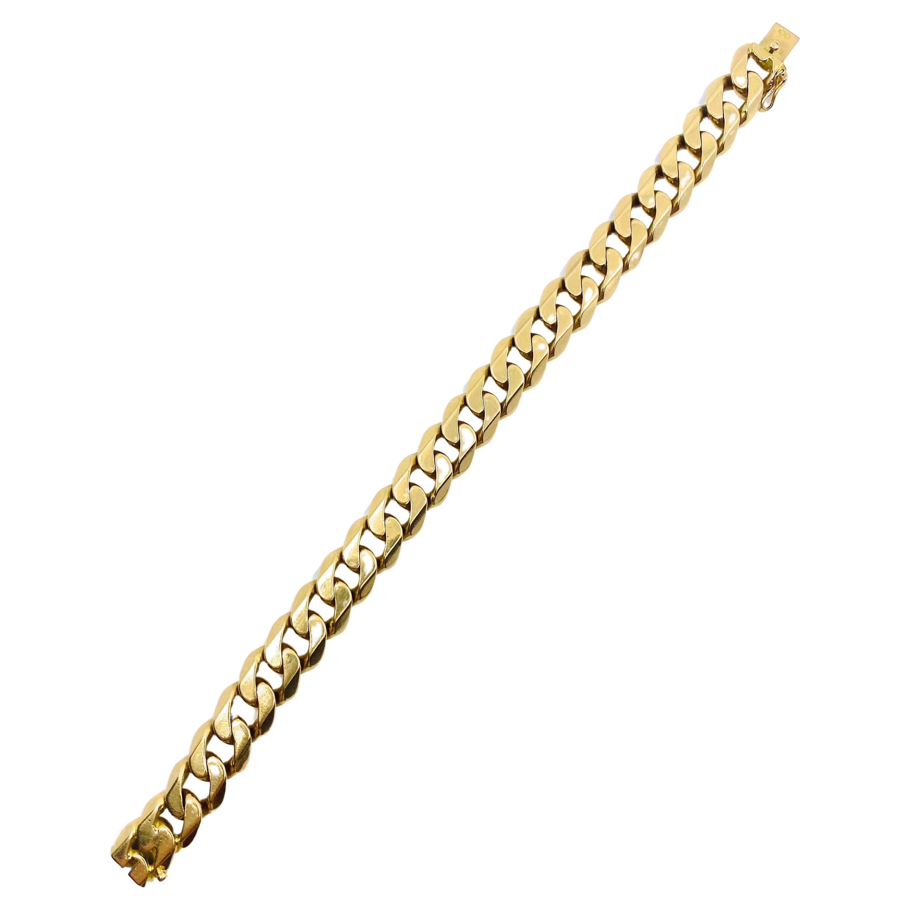 Vintage French Bracelet 18k Rose Gold Curb Link For Sale 1