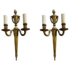 Antique French Brass Acorn Wall Lights