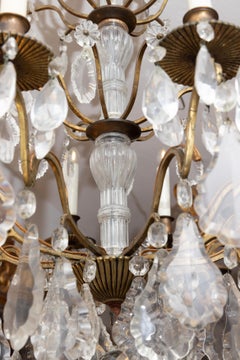 Vintage French Brass and Crystal Chandelier