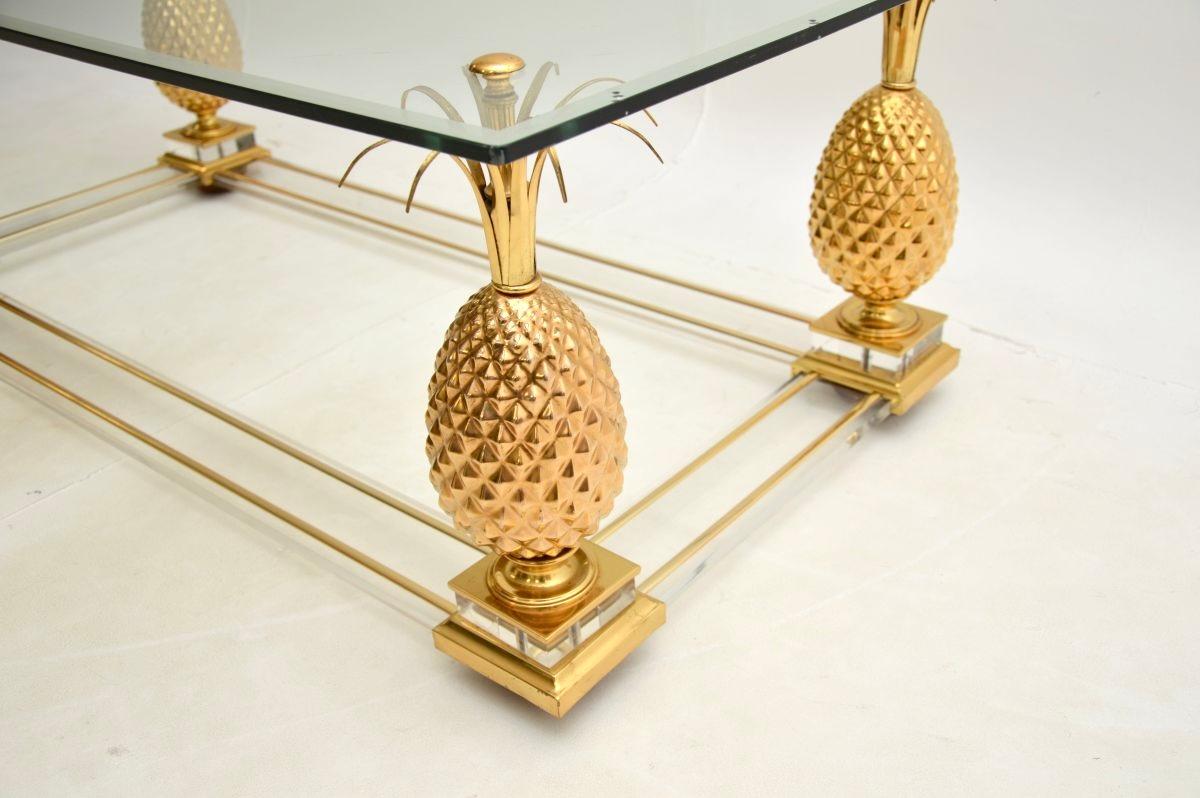 Vintage French Brass and Glass Coffee Table 5
