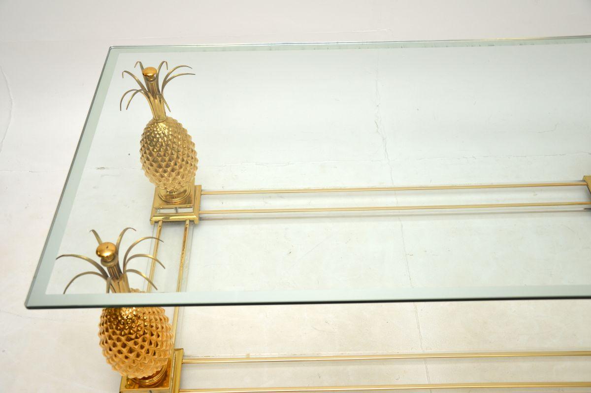 Late 20th Century Vintage French Brass and Glass Coffee Table