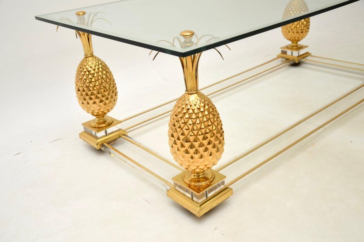 Vintage French Brass and Glass Coffee Table 2
