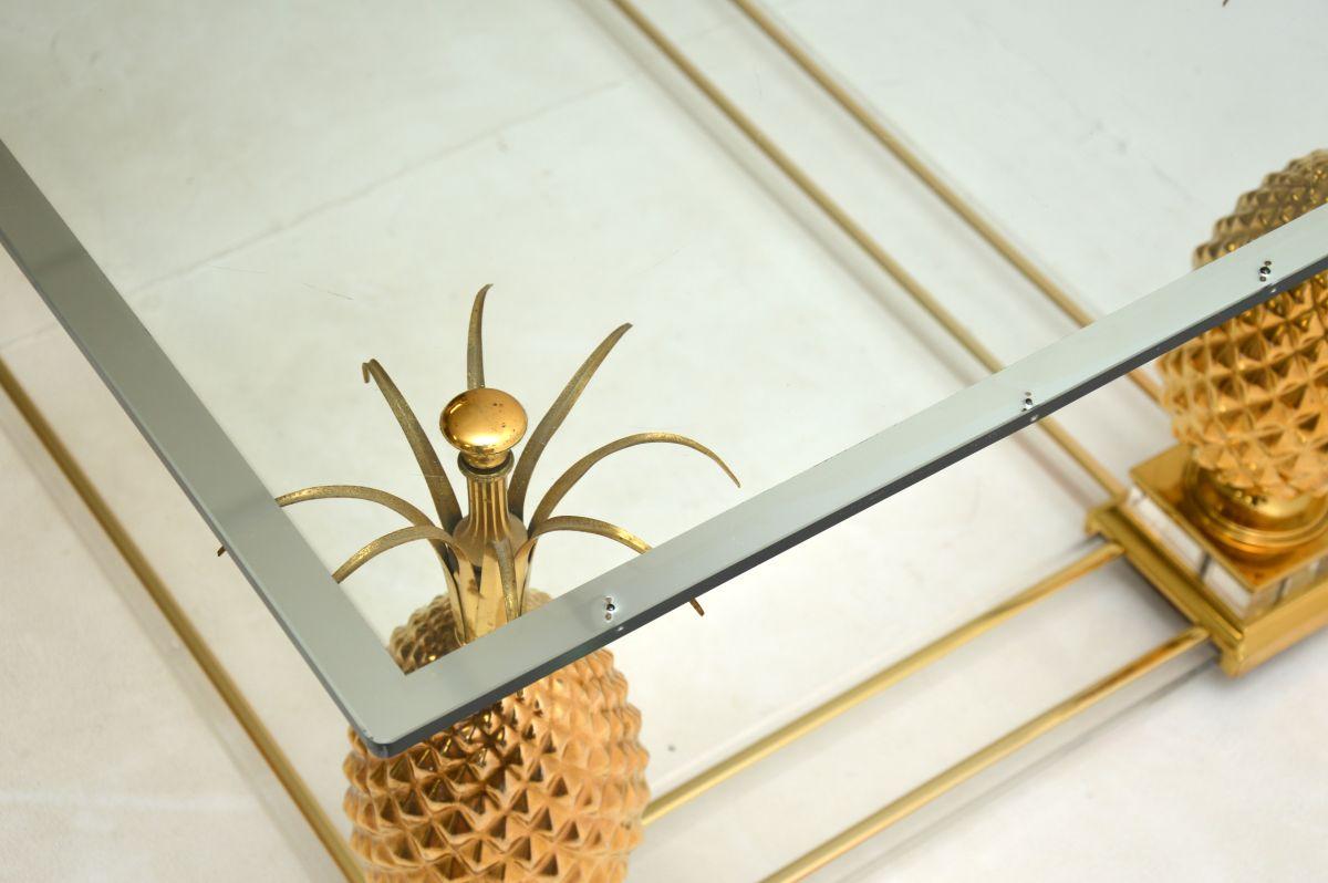 Vintage French Brass and Glass Coffee Table 3