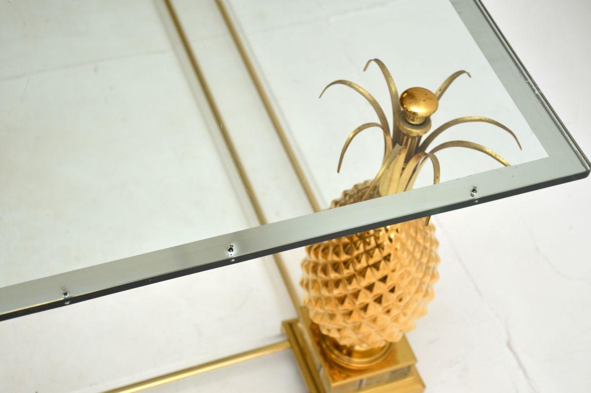 Vintage French Brass and Glass Coffee Table 4
