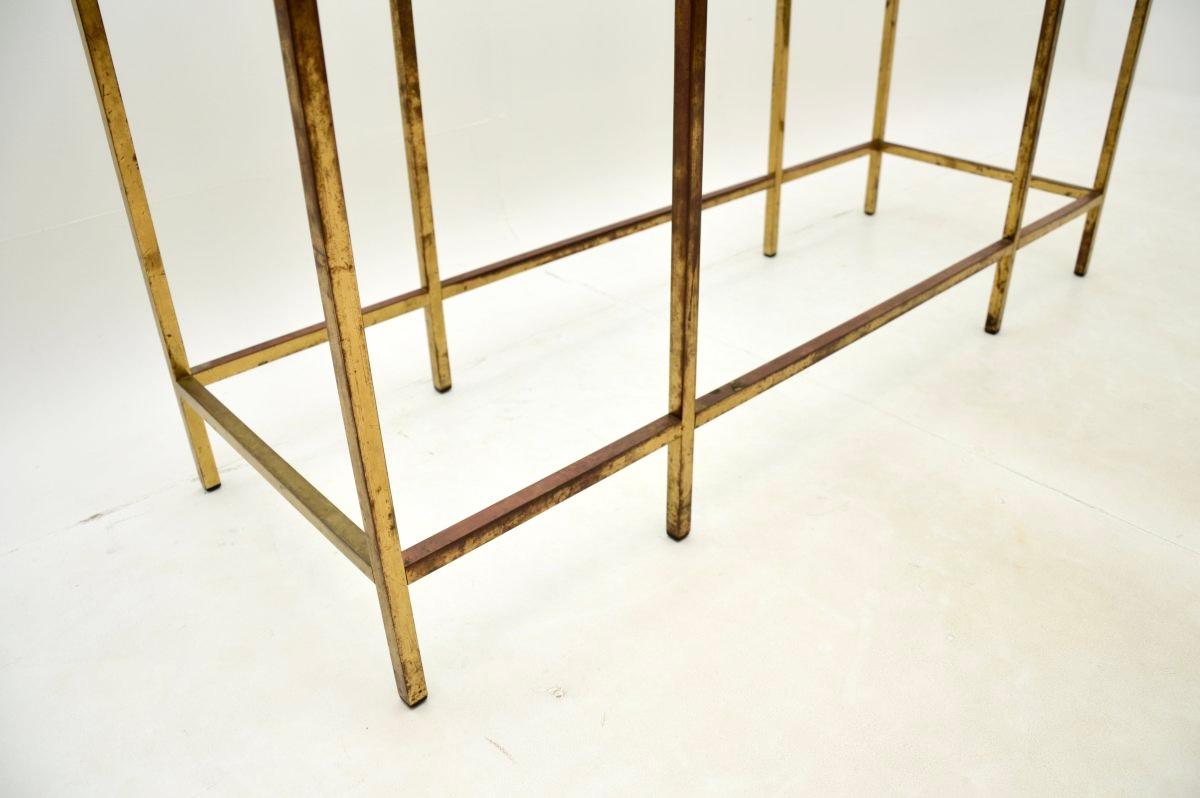 Table console française vintage en laiton et verre en vente 1