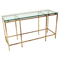 Vintage French Brass and Glass Console Table