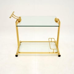 Vintage French Brass and Glass Drinks Trolley / Bar Cart