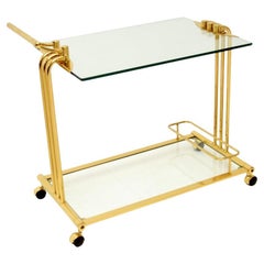 Vintage French Brass and Glass Drinks Trolley / Bar Cart