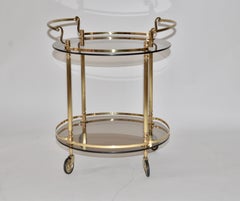 Vintage French Brass and Glass Drinks Trolley