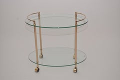 Vintage French Brass and Glass Drinks Trolley