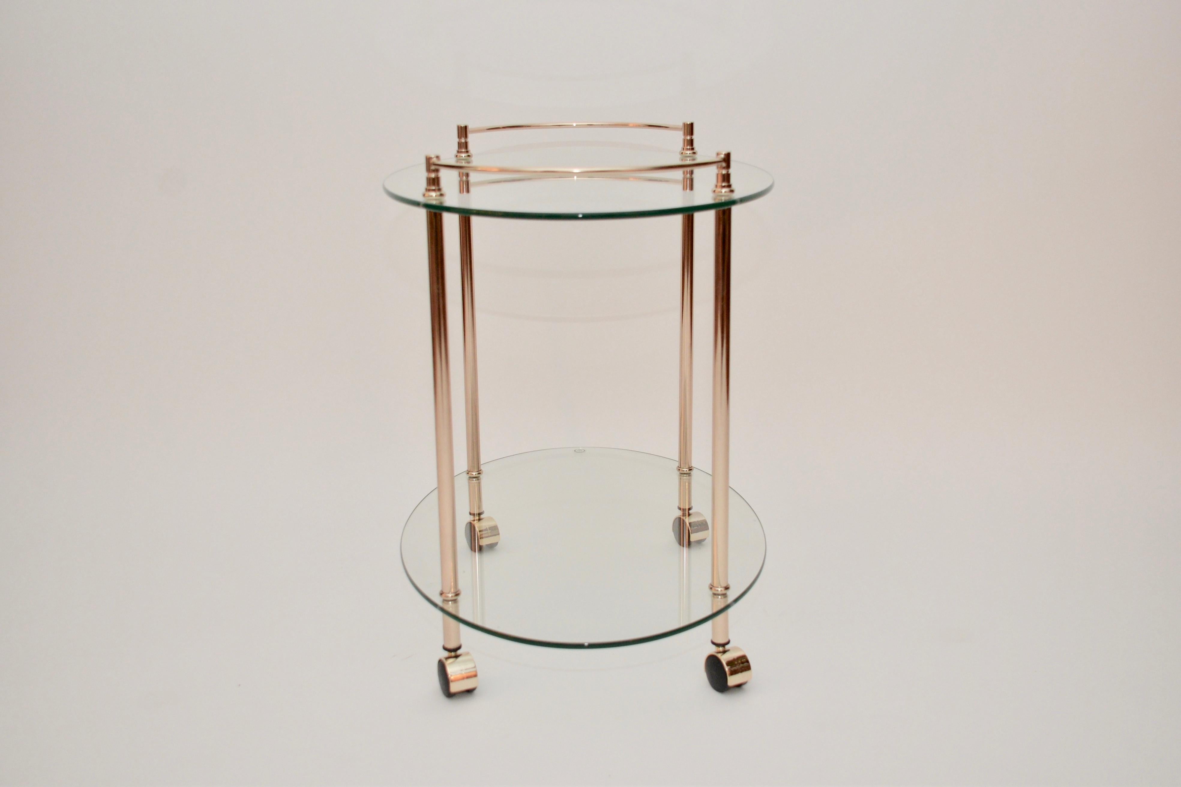 Vintage French Brass and Glass Drinks Trolley 1