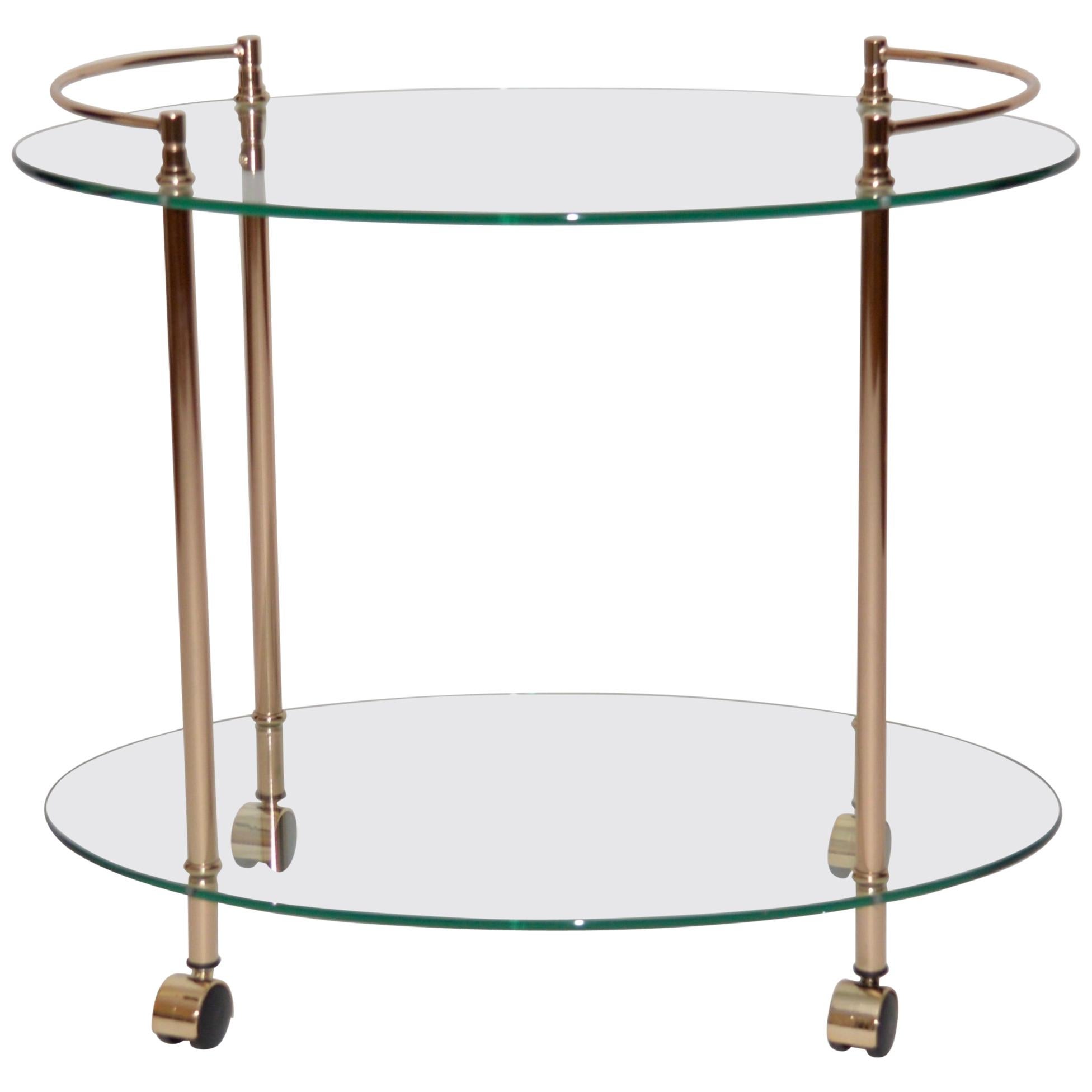 Vintage French Brass and Glass Drinks Trolley