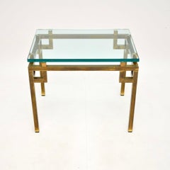 Vintage French Brass and Glass Side Table