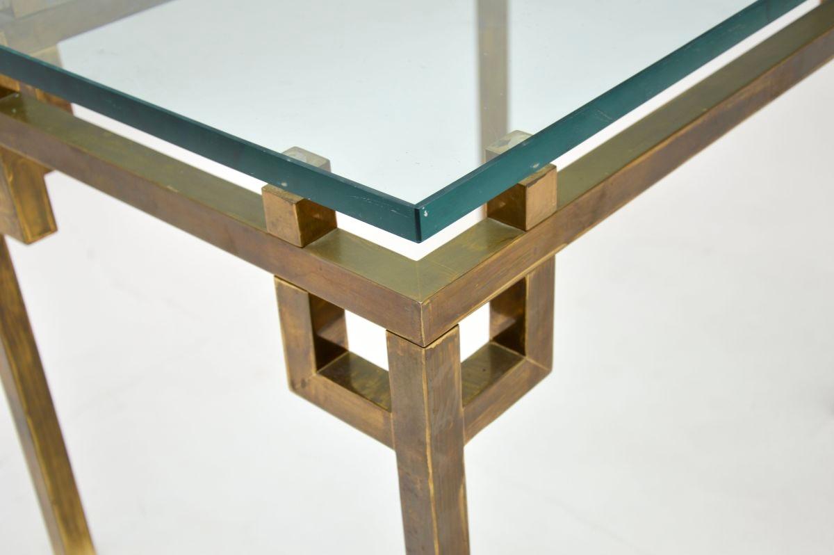 Milieu du XXe siècle Table d'appoint vintage en laiton et verre en vente