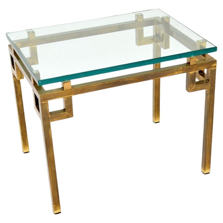 Vintage French Brass and Glass Side Table