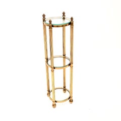 Vintage French Brass and Glass Three Tier Side Table