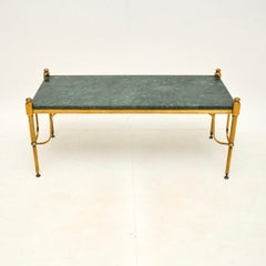 Vintage French Brass and Marble Coffee Table