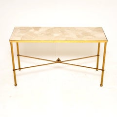 Vintage French Brass and Marble Coffee Table