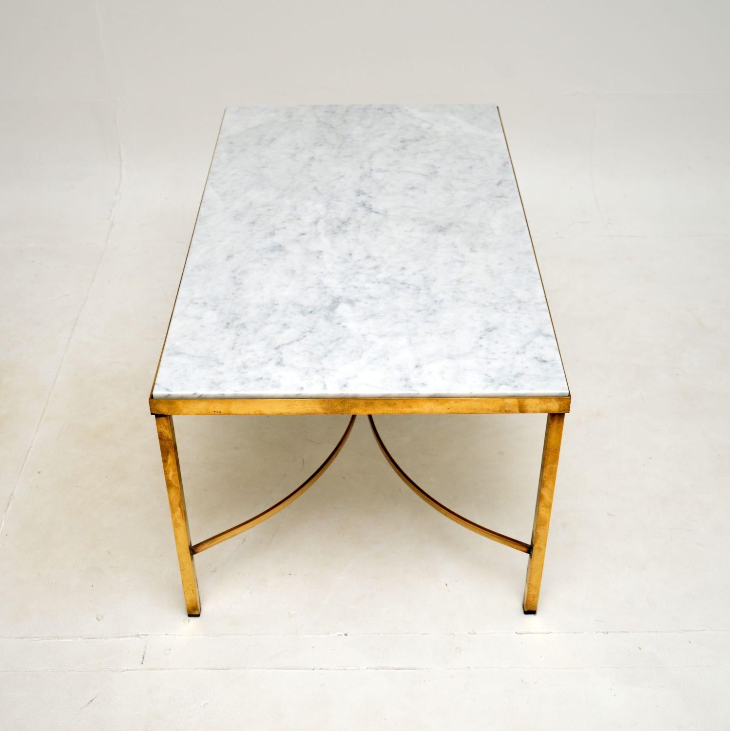 Vintage French Brass and Marble Coffee Table In Good Condition For Sale In London, GB