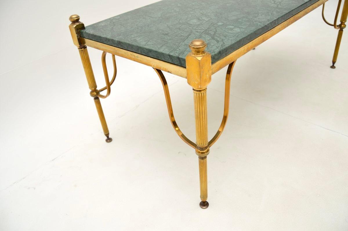 Laiton Table basse vintage en laiton et marbre en vente