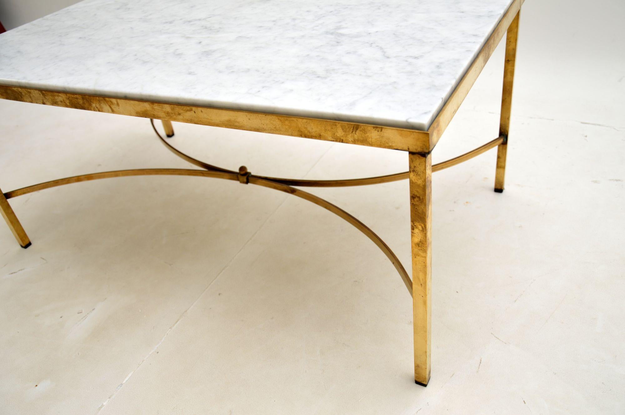 Vintage French Brass and Marble Coffee Table For Sale 3