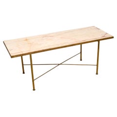 Vintage Französisch Messing und Marmor Couchtisch