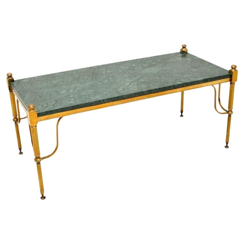 Vintage Französisch Messing und Marmor Couchtisch