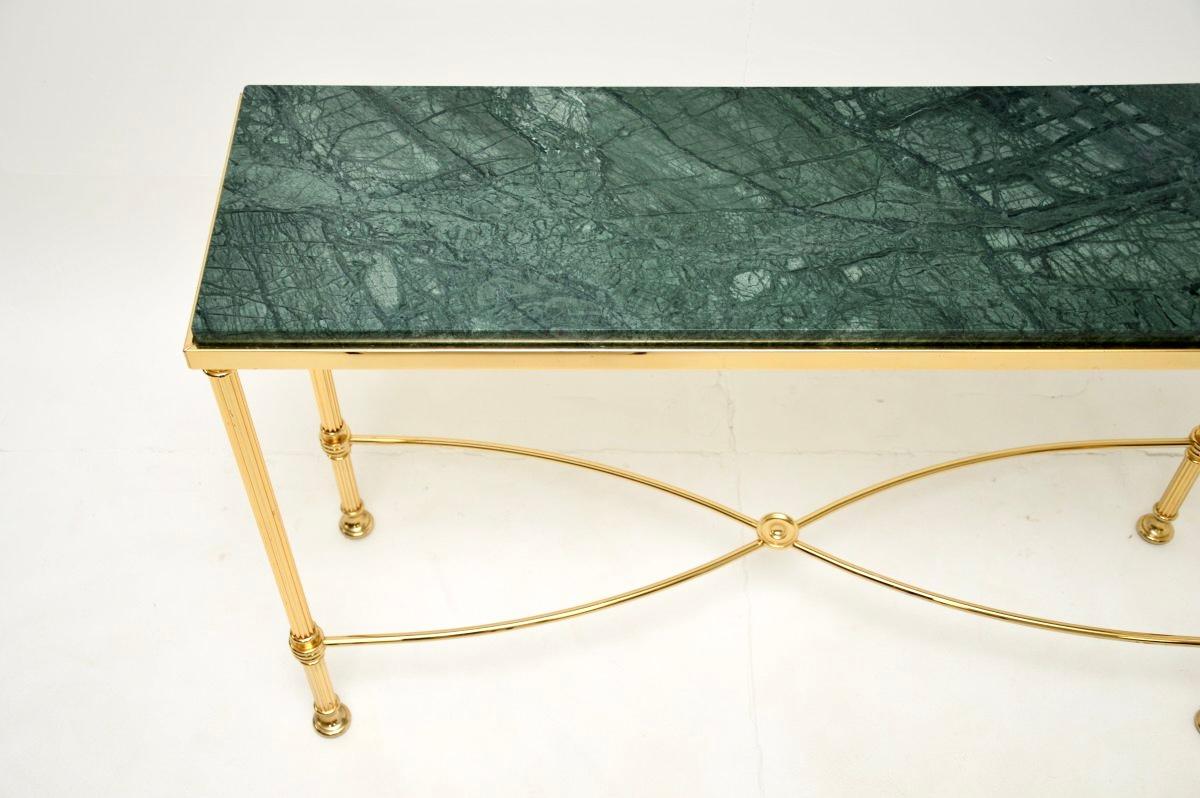 Fine XX secolo Tavolo consolle francese d'epoca in ottone e marmo in vendita