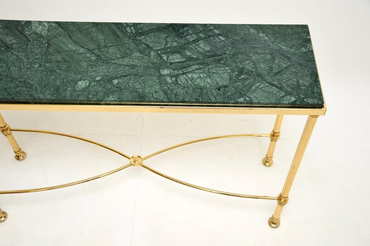Ottone Tavolo consolle francese d'epoca in ottone e marmo in vendita