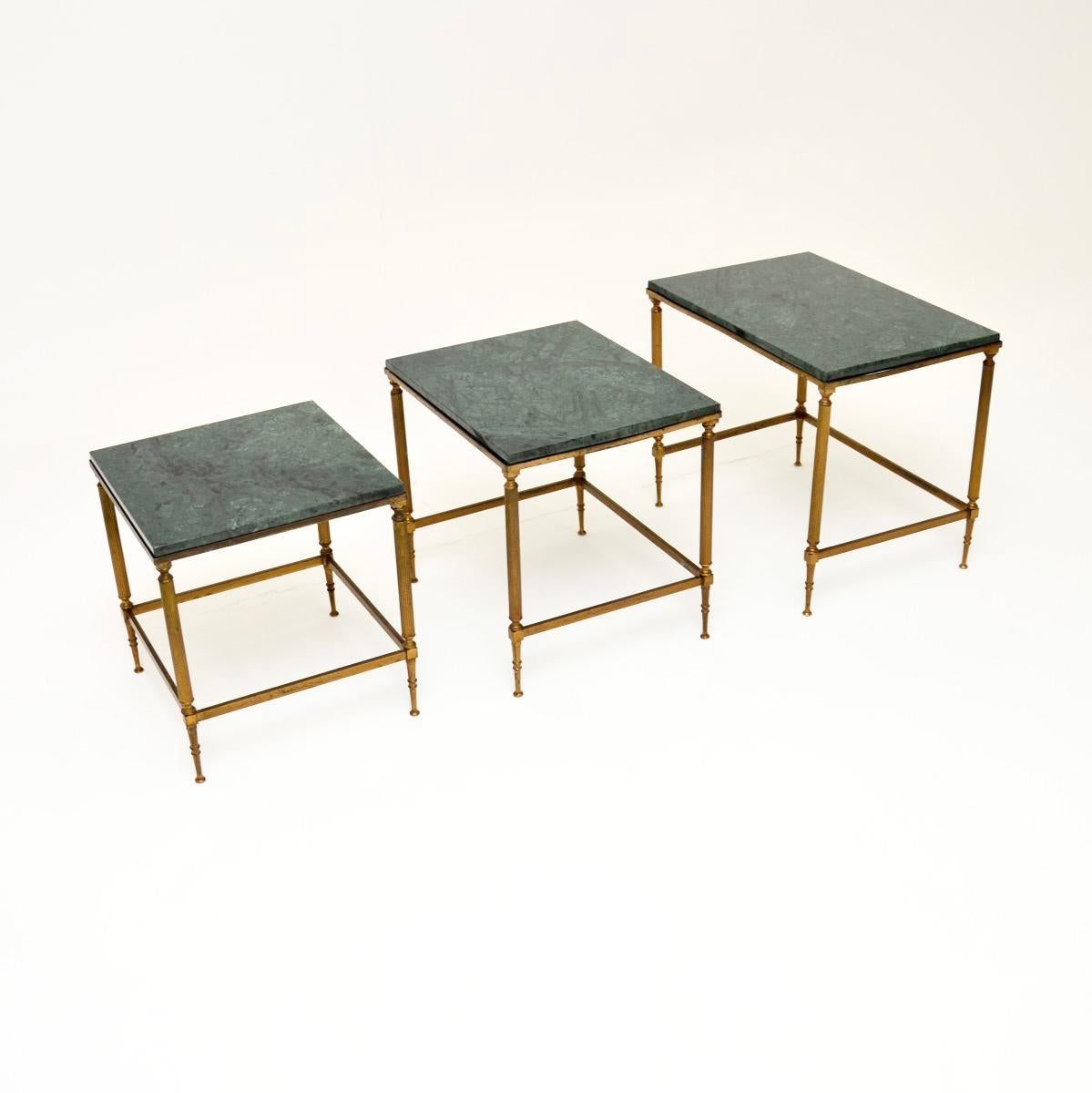 Late 20th Century Vintage French Brass and Marble Nest of Tables For Sale