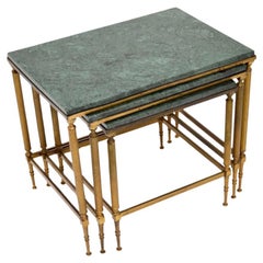 Used French Brass and Marble Nest of Tables