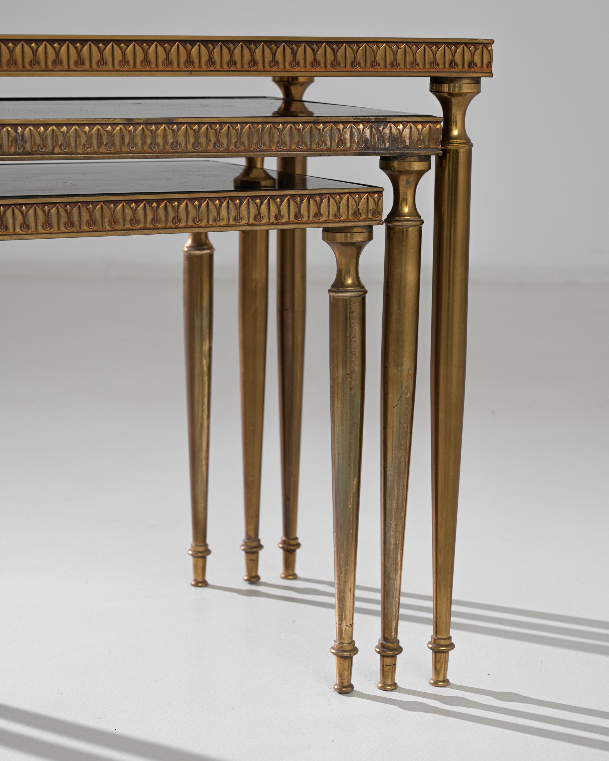 Vintage French Brass and Marble Nesting Tables 2