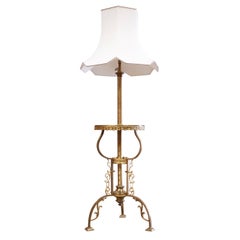 Vintage French Brass and Onyx Floor Lamp, 1930s