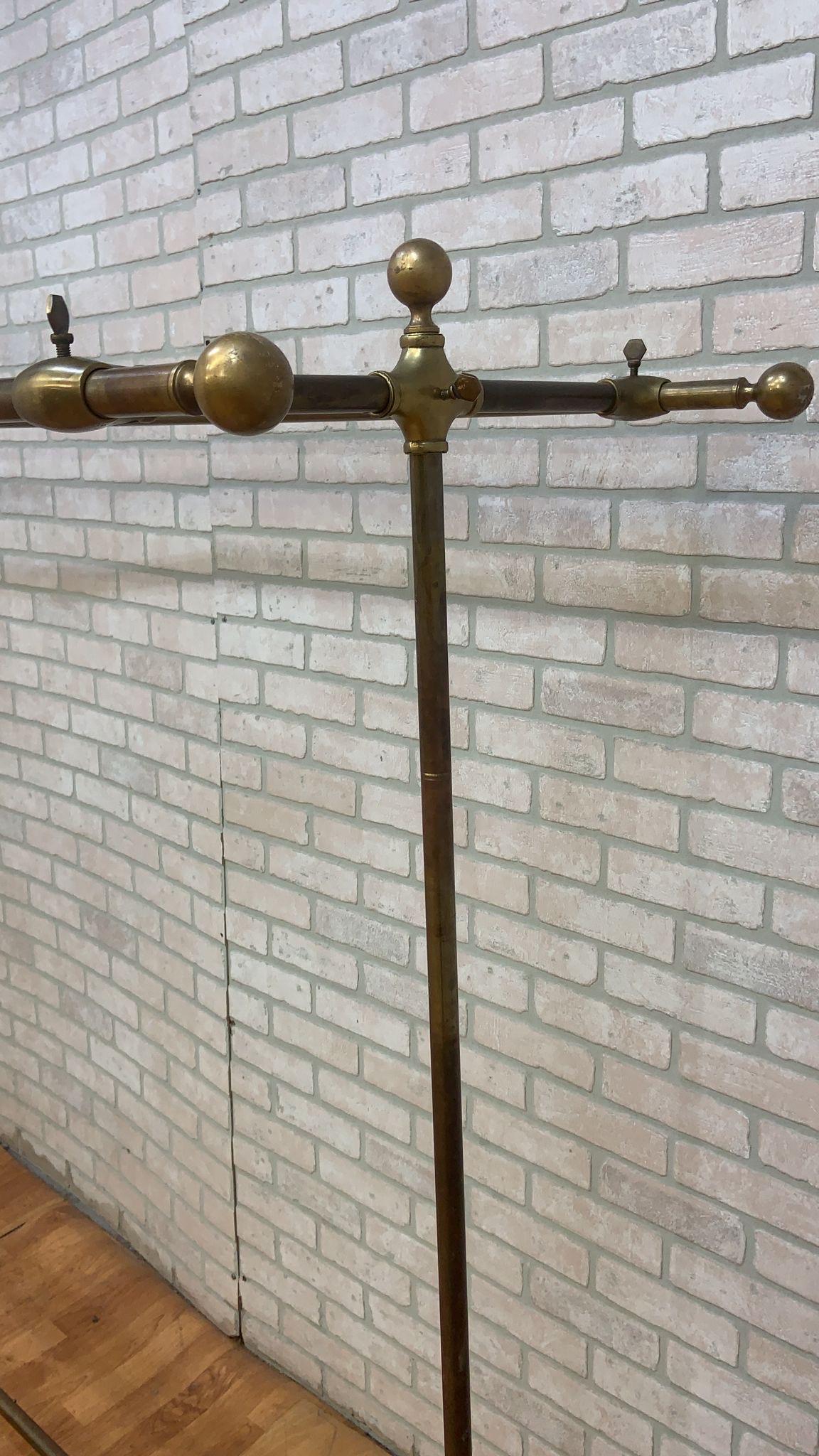 Vintage French Brass and Wrought Iron Hand Clothing Rack Stand In Good Condition For Sale In Chicago, IL