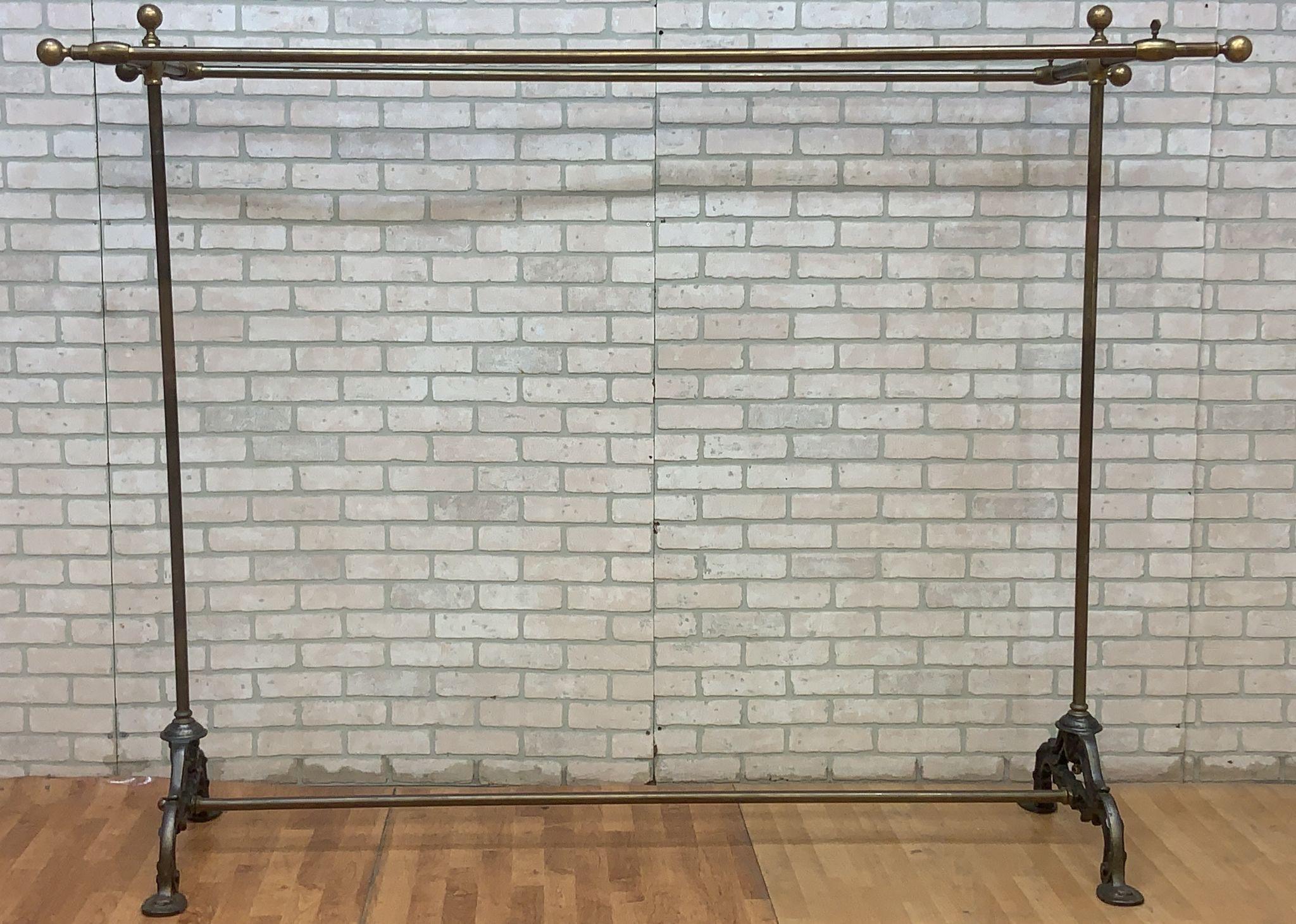 Vintage French Brass and Wrought Iron Hand Clothing Rack Stand In Good Condition In Chicago, IL